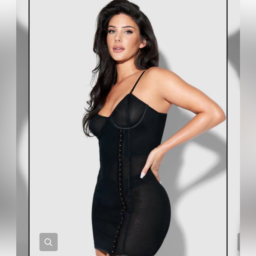 Frederick's of Hollywood Black Shapewear Bodysuit with Corset Design